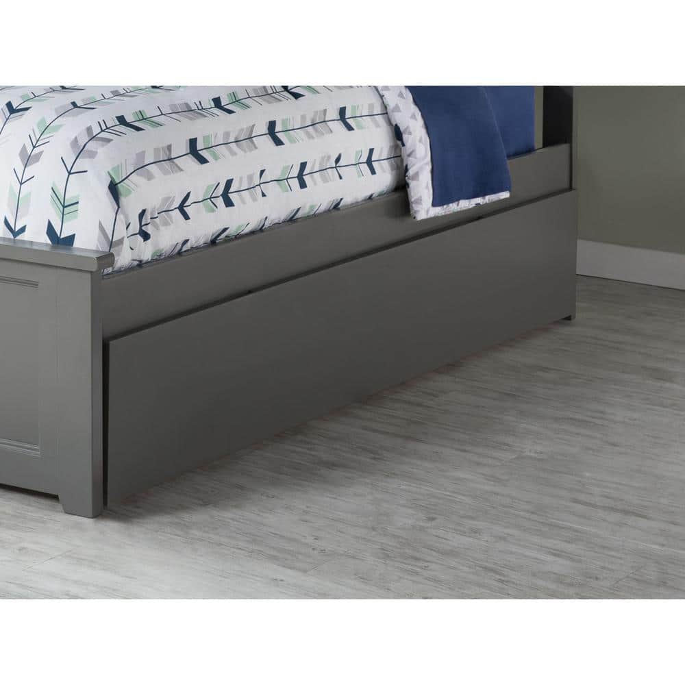 Nantucket Twin Gray Wood Frame Platform Trundle Bed