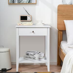 Nightstand End Table Storage Display Bedroom Furniture Drawer Shelf Beside White