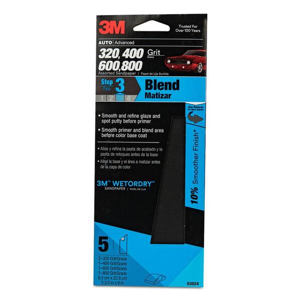 3M Wetordry 3-2/3 in. x 9 in. 320, 400, 600 and 800 Assorted Grit Sandpaper (5-Pack)