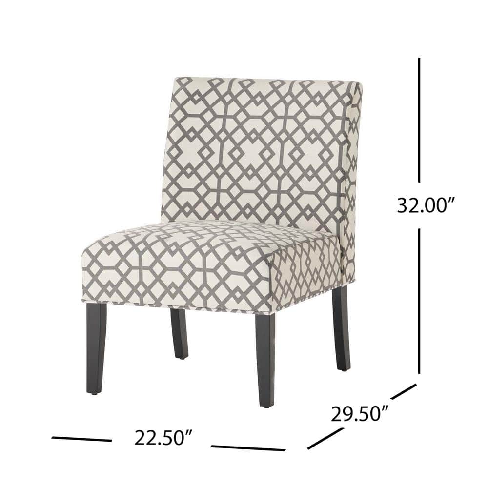 Parsons Grey Geometric Wood Accent Chair with Tapered Legs