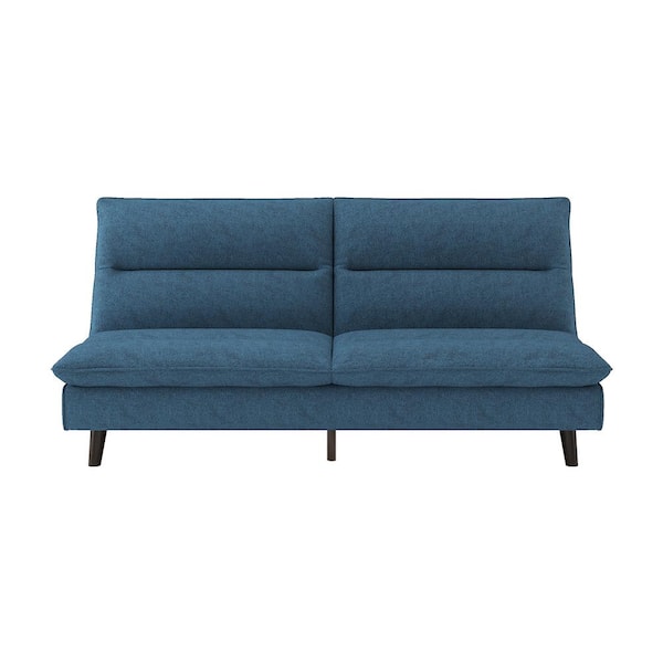 EVERGLADE HOME Howerton 74.5 in. Armless Textured Fabric Upholstered 2-Seater Elegant Straight Lounger in Blue