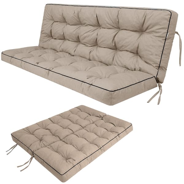 Unbranded 55 in. x 40 in. Outdoor Swing Cushions, 3-Seat Porch Swing Cushion Replacement with Backrest, Waterproof Swing Cushions