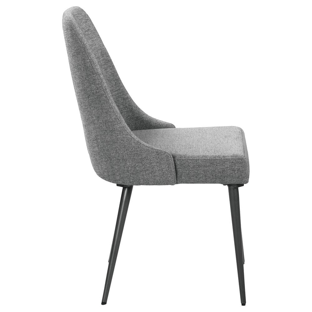 Gray Upholstered High Back Side Chair with Metal Legs