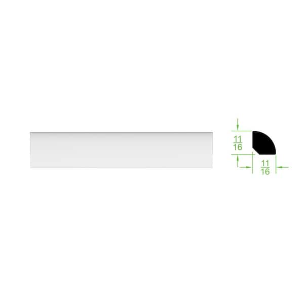 TRIMFINITY WM 106 11/16 in. W. x 11/16 in. x 96 in. Finished EcoPoly Interior Polystyrene Quarter Round Moulding