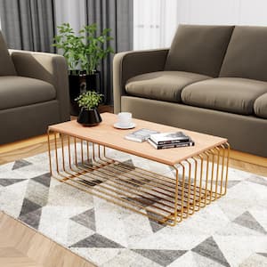 Walden 39.4 in. Gold Rectangle Wood Coffee Table