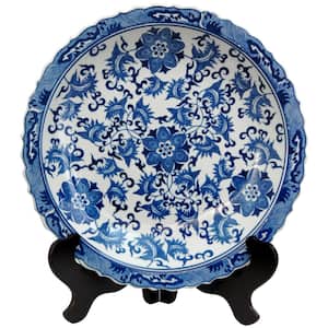 14 in. Porcelain Decorative Plate in Blue