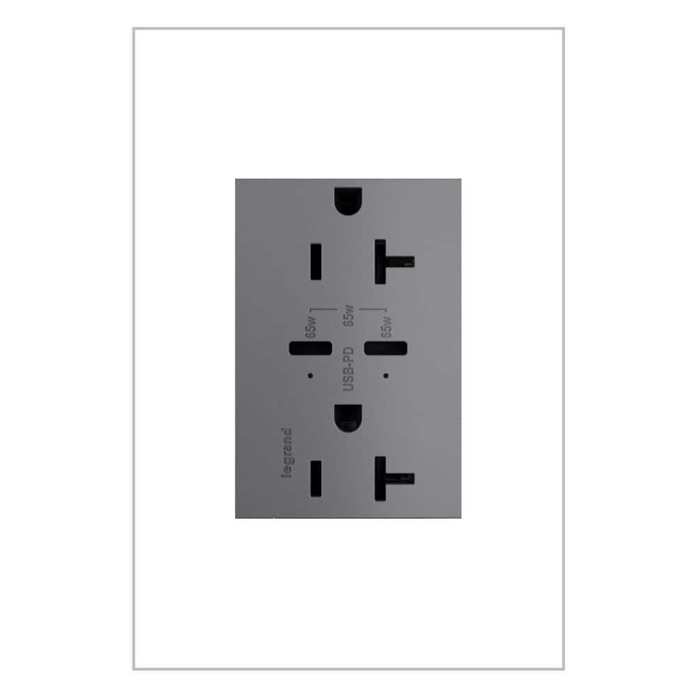 adorne 20A Tamper-Resistant Ultra-Fast Plus 65W Power Delivery USB Type-C/C Duplex Outlet, Magnesium price history on PriceWatchPro
