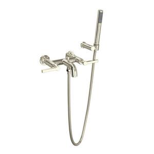 Lombardian 2-Handle Wall Mounted Roman Tub Faucet in Polished Nickel