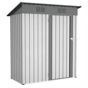 5 ft. W x 3 ft. D x 6 ft. H Outdoor Galvanized Metal Storage Shed with Lockable Doors (15 sq. ft.)