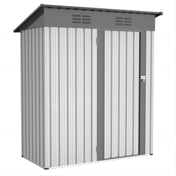 Clihome 5 ft. W x 3 ft. D x 6 ft. H Outdoor Galvanized Metal Storage Shed with Lockable Doors (15 sq. ft.)
