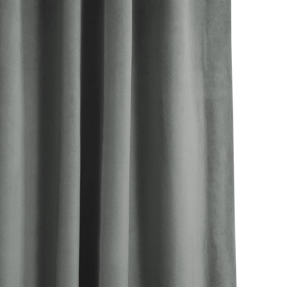 Silver Grey Velvet Thermal Blackout Curtains 96 Inch Long