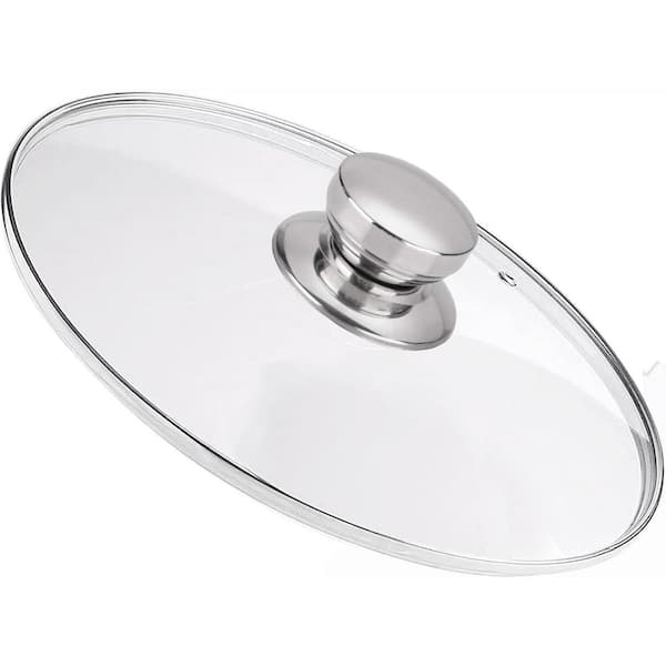 1-Piece Tempered Glass Lid with Stainless Steel Rim and Handle Clear Finish Steam Vent for Pots and Pans Set