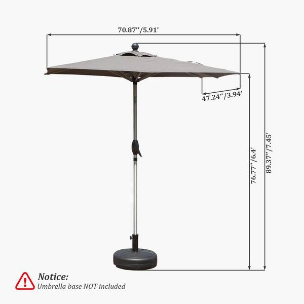 4 meter patio umbrella 4 x 6 ft. Rectangle Patio Umbrella with Crank Lift and Tilt Function in  Grey (Base Not Included) 25089FireP7
