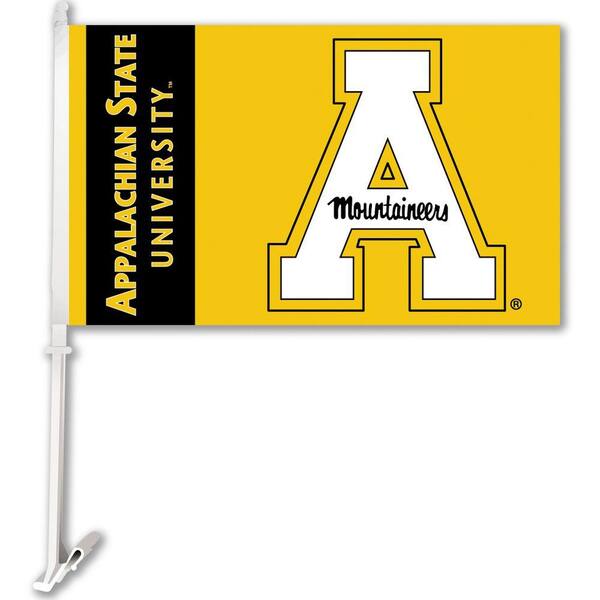 BSI Products NCAA 11 in. x 18 in. Appalachian State 2-Sided Car Flag with 1-1/2 ft. Plastic Flagpole (Set of 2)