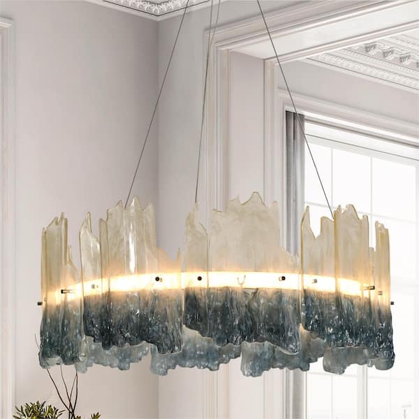 Modern Artistic Resin Chandelier Chrome Plated Luxury Pendant Light with Coffee and Blue Gradient Finish Resin Shade