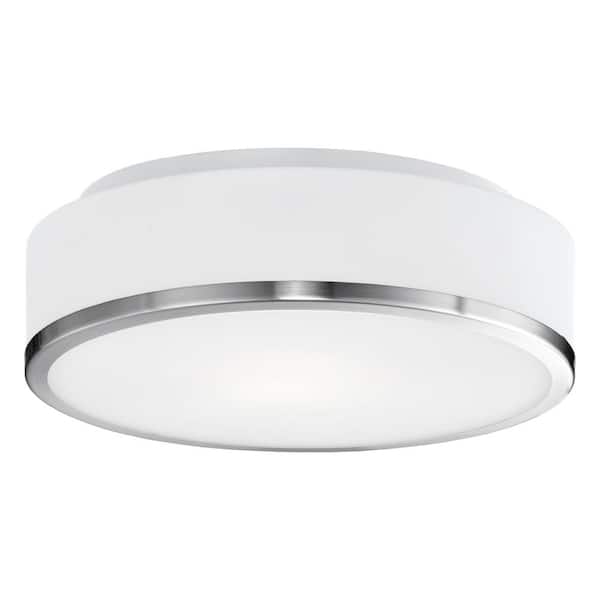 KUZCO Charlie 12 in. 1-Light 20-Watt Brushed Nickel Integrated LED Flush Mount