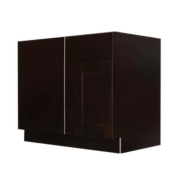 LIFEART CABINETRY Anchester Assembled 33 in. x 34.5 in. x 24 in. Base Lazy Susan Cabinet in Dark Espresso