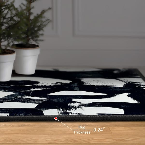 Black 5' x 8' Graffiti Tangle I Washable Abstract Art Area Rug Power-loomed Heavenly Softness with Non-Slipping Backing