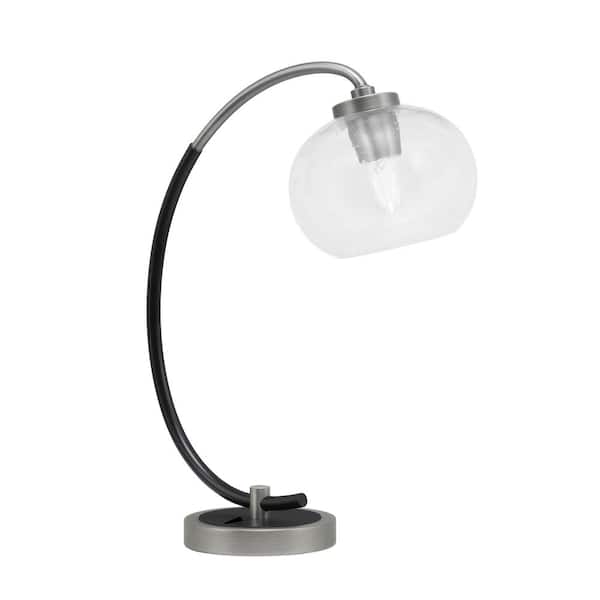 Unbranded Delgado 18.25 in. Graphite and Matte Black Desk Lamp, Piano Desk Lamp, with Clear Bubble Glass Shade
