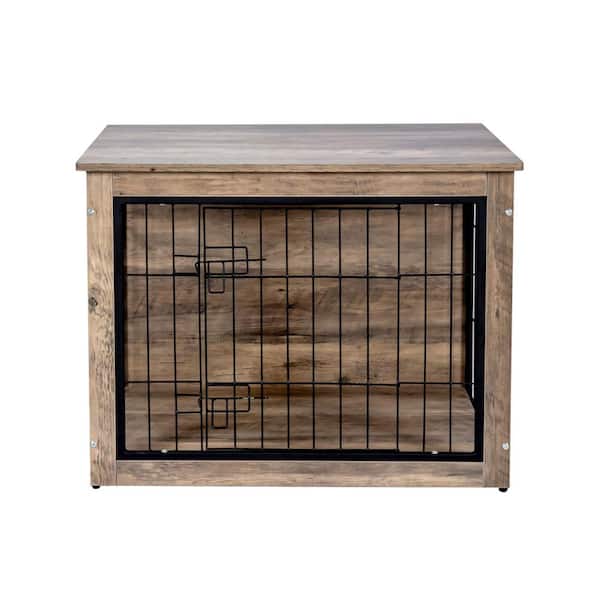 Tatayosi Dog Crate Furniture, Medium Wooden Dog Crate with Double Doors, Indoor Dog Kennel
