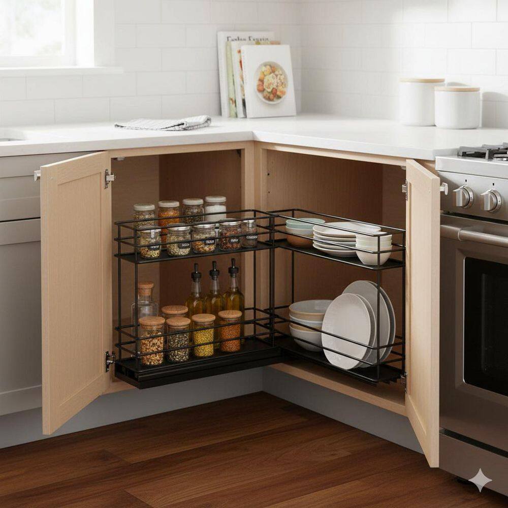 JFVKAF Pull Out Spice Rack Organizer for Cabinet 3 Drawers 2 Tiers ...