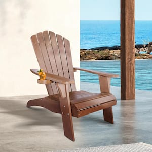 Brown Polystyrene Composite Adirondack Chair With Cup Holder