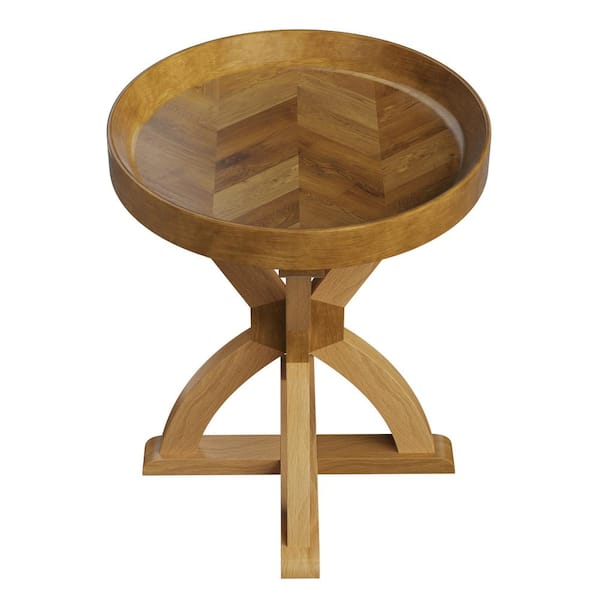 Lavish Home 18 in. Mango Wood Circle Side Table 80-ENDTBL-28
