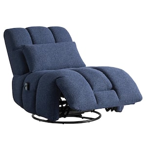 Ignatius Blue Fabric Swivel Rocker Power Recliner Chair with Metal Frame and Storage Pocket for Living Room, Bedroom