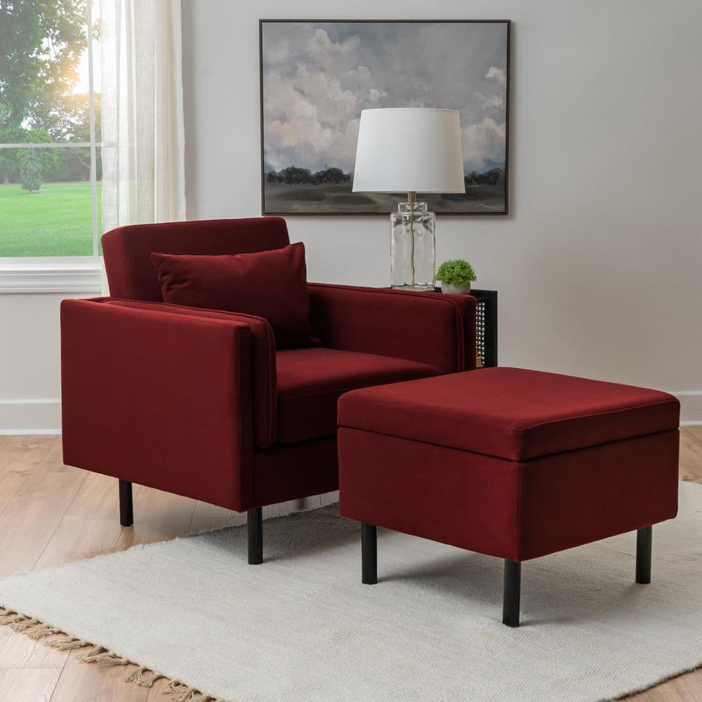Linon Home Decor Waco Berry Red Faux Leather Accent Chair with