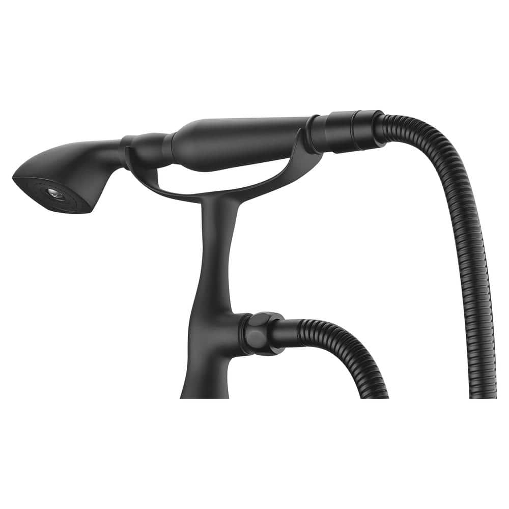 Matte Black Freestanding Clawfoot Tub Faucet with Hand Shower