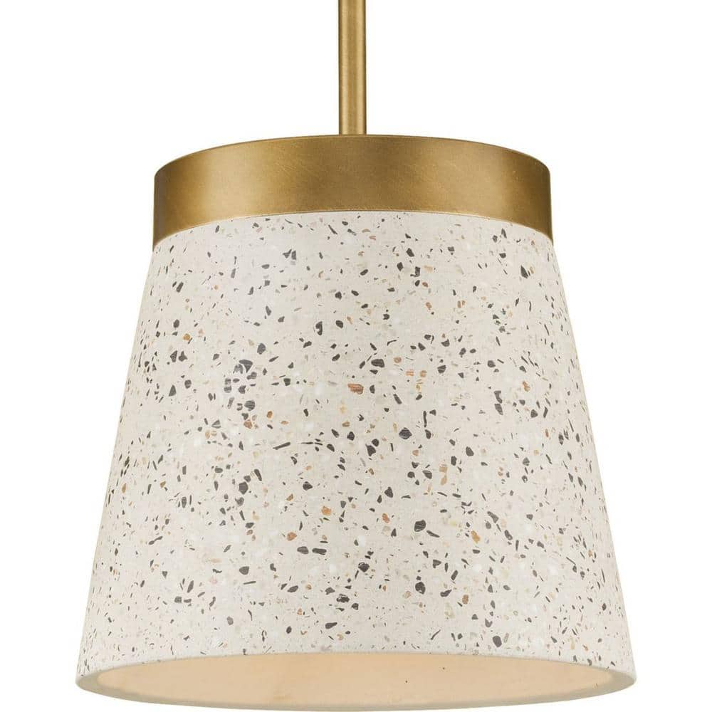 Terrazzo Distressed Brass and Concrete Pendant Light
