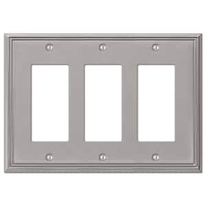 Rhodes 3 Gang Rocker Metal Wall Plate - Brushed Nickel