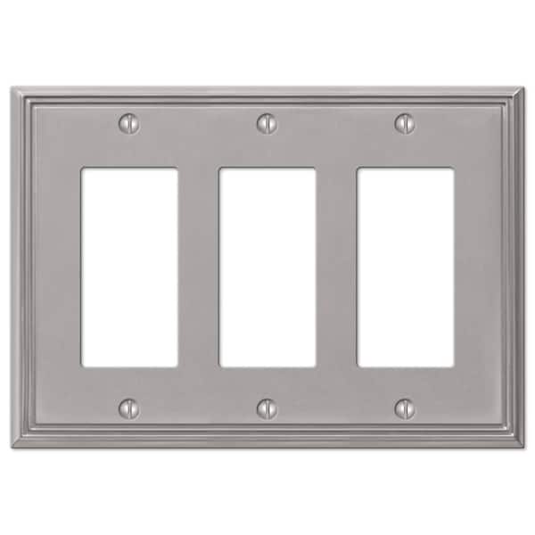 AMERELLE Rhodes 3 Gang Rocker Metal Wall Plate - Brushed Nickel