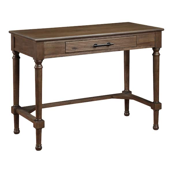Office Star Products Beacon 40 in. Rectangle Brown Oak Wood 1-Drawer Writing Desk