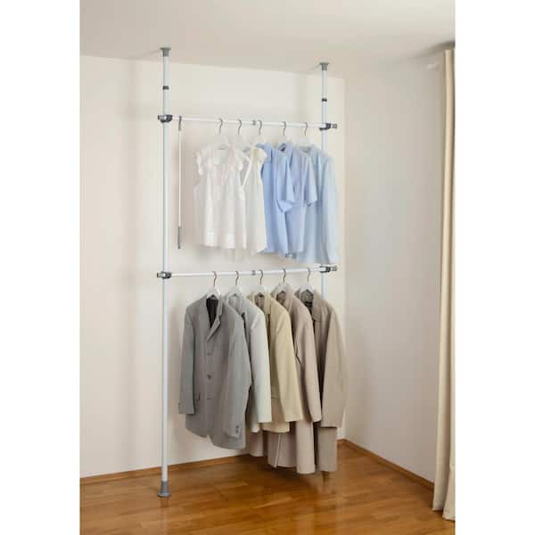 Wenko Herkules Basic 4.33 in. D x 47.24 in. W x 118.11 in. H White Powder-Coated Steel Tension Mount Closet System