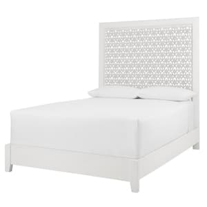 Hallie Carved Whitewash Queen Bed with Frame