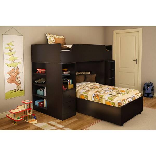 South Shore Logik 1-Drawer Nightstand in Chocolate