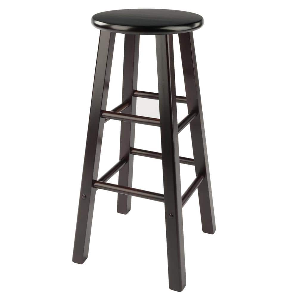 Espresso Industrial Solid Wood Bar Stools Set of 2