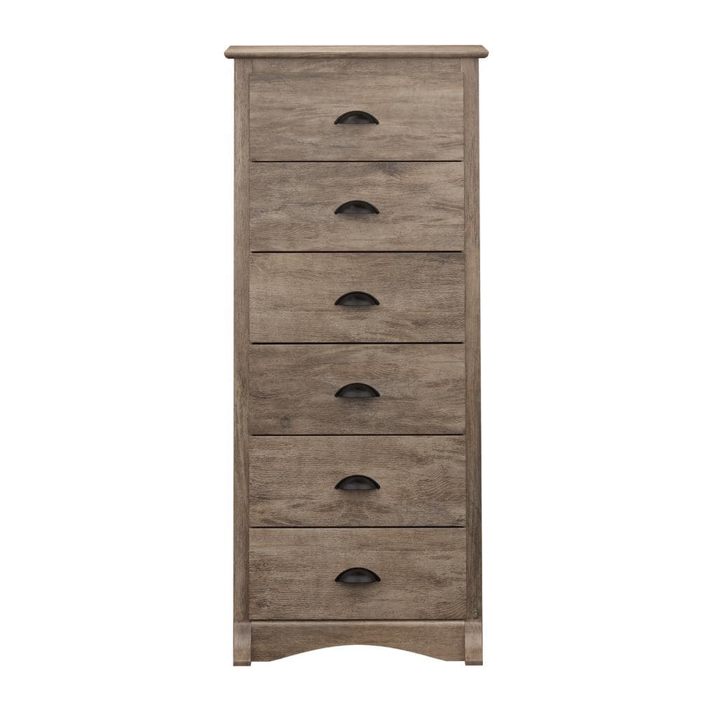 Drifted Gray Coastal 6-Drawer Tall Lingerie Chest