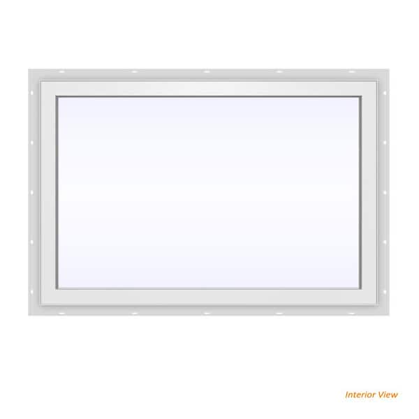 36 in. x 24 in. V-4500 Series Bronze Exterior/White Interior FiniShield Vinyl Picture Window w/ Low-E 366 Glass