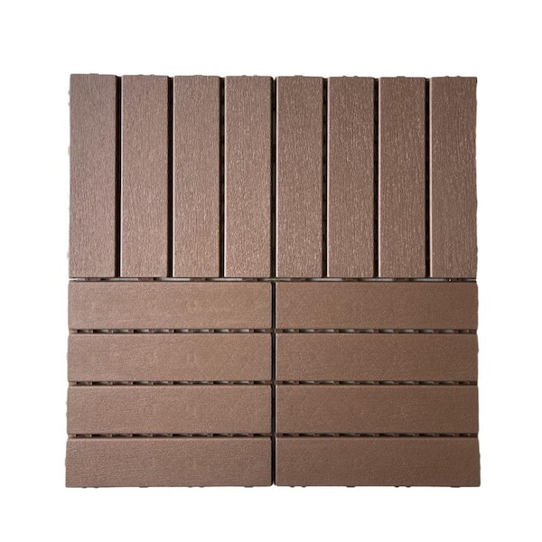 Unbranded 12 in. x 12 in. Outdoor Interlocking Waterproof Polypropylene Patio and Deck Tile Flooring in Dark Brown (Set of 44)