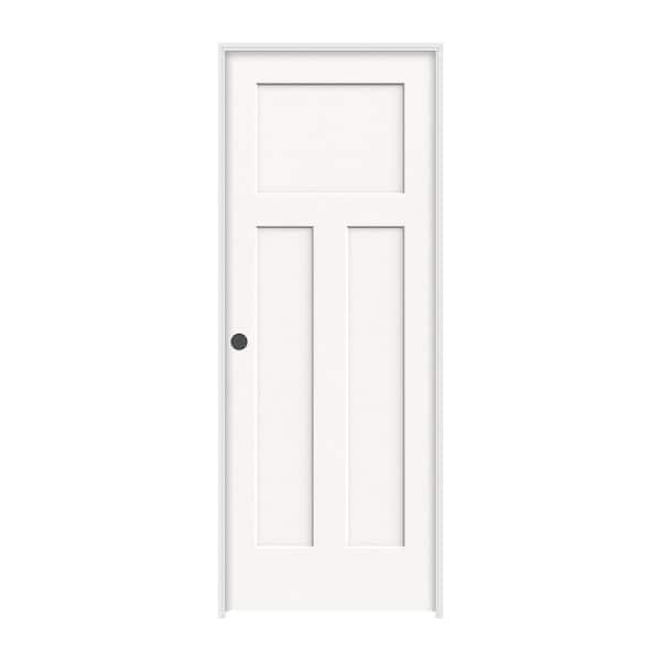 JELD-WEN 28 in. x 80 in. Craftsman White Painted Right-Hand Smooth Molded Composite Single Prehung Interior Door
