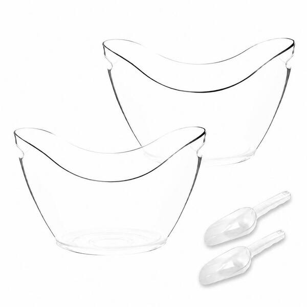 4-Piece 12L Clear PC Plastic Ice Bucket and Beverage Chiller Set with Scoops for Parties, Mimosa Bars
