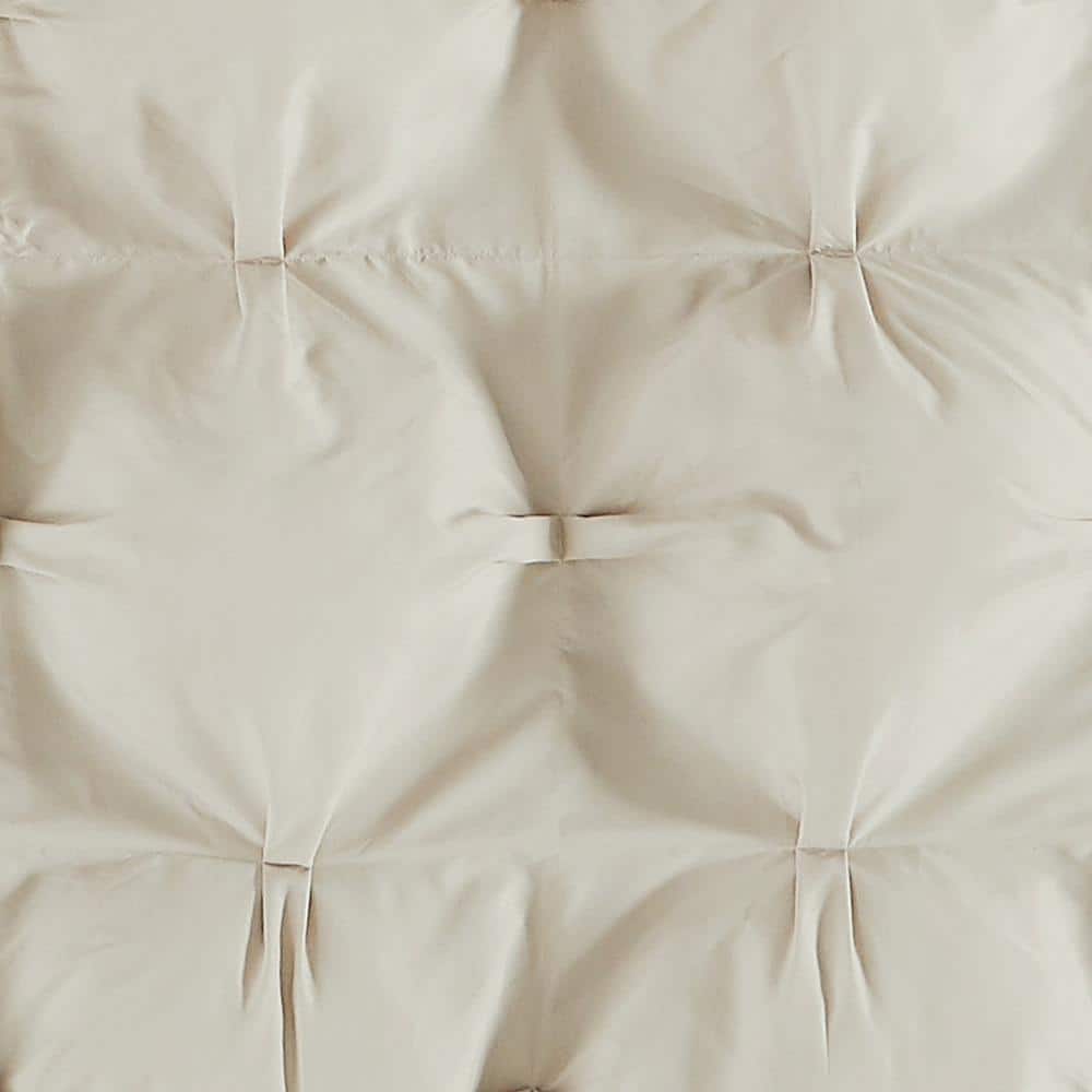 Beige King Microfiber Puffer Comforter Set