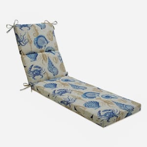 Tropical 21 x 28.5 Outdoor Chaise Lounge Cushion in Blue/Tan Sealife