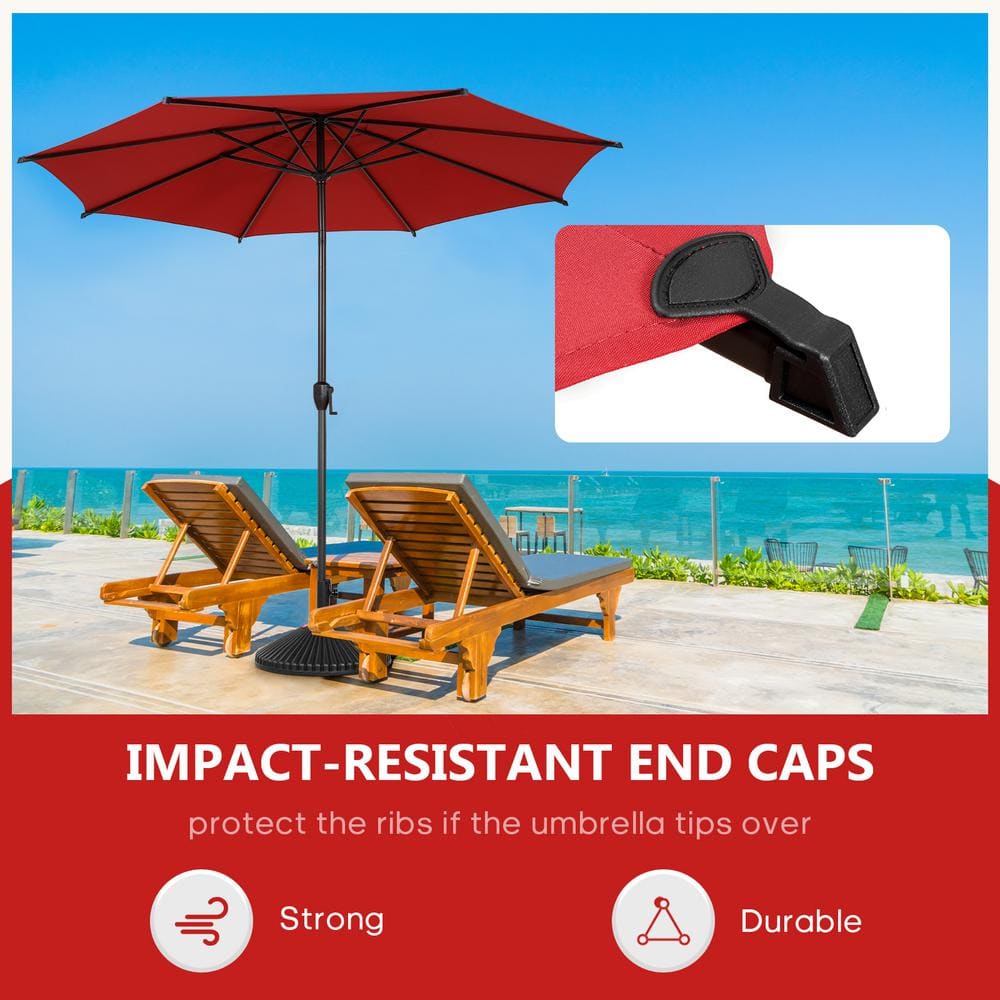 Lyon 9ft Red Steel Market Patio Umbrella with Crank Tilt