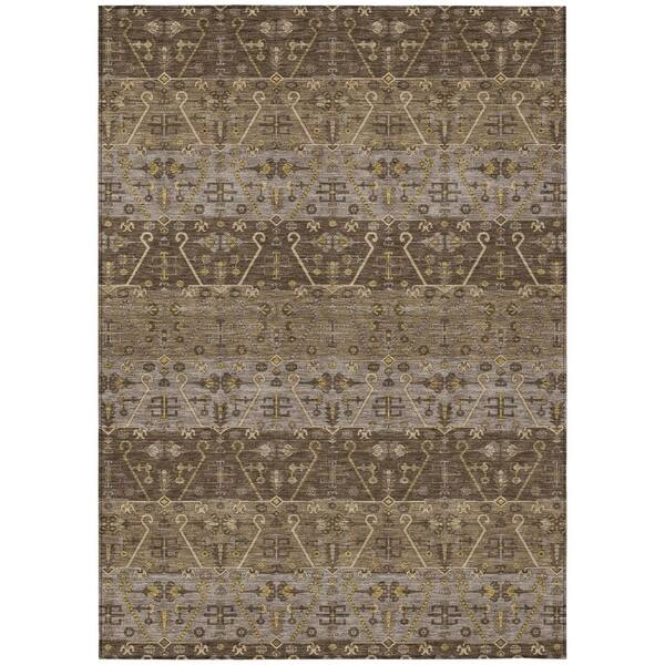 Chantille Machine Washable Indoor/Outdoor Abstract ACN2858 Chocolate 10 ft. x 14 ft. Area Rug