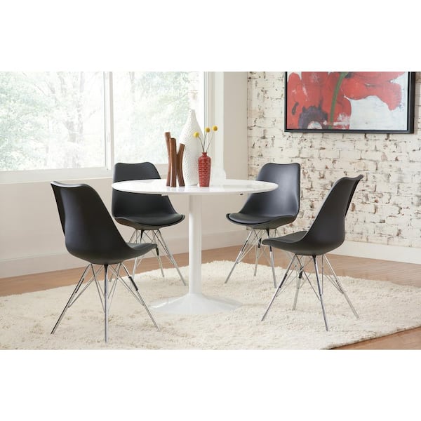 Benjara Contemporary White Round Dining Table Bm168066 The Home Depot