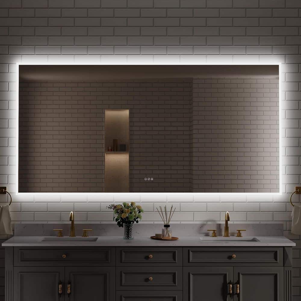 84 in. W x 42 in. H Rectangular Frameless Anti-Fog LED Light Wall Bathroom Vanity Mirror Frontlit and Backlit price history on PriceWatchPro