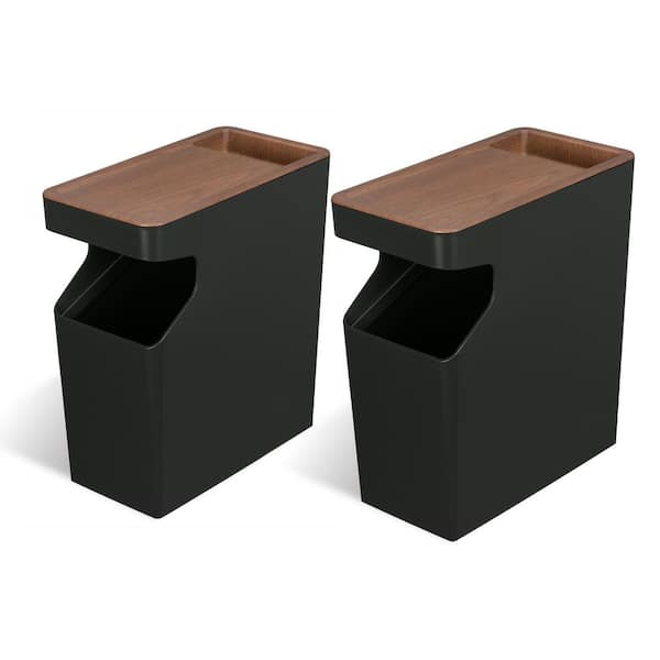 Home Zone Living 1.7 Gal. Plastic Small Trash Can with Handle and Removable Lid (2-Pack)